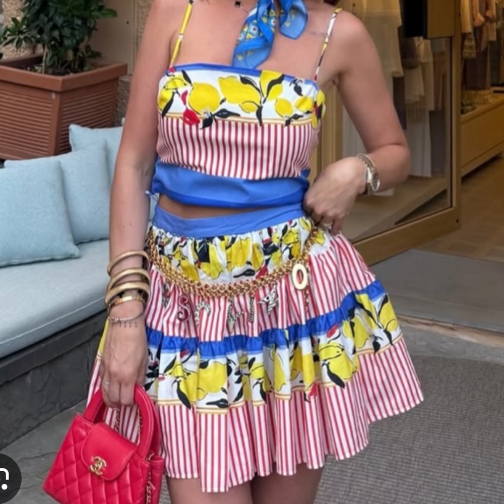 Zara Red and White Striped Lemon Top